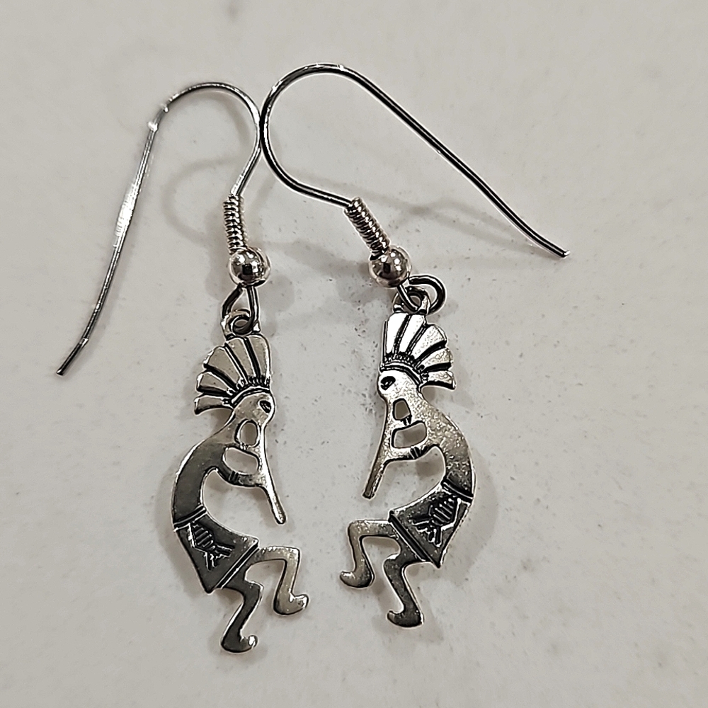 Sterling Silver 925 Kokopelli Earrings